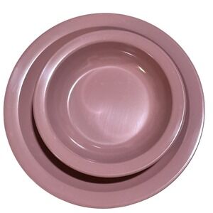 Vintage Texas Ware Dallas Ware Melamine Plate and Bowl Set Dusty Rose Pink MCM